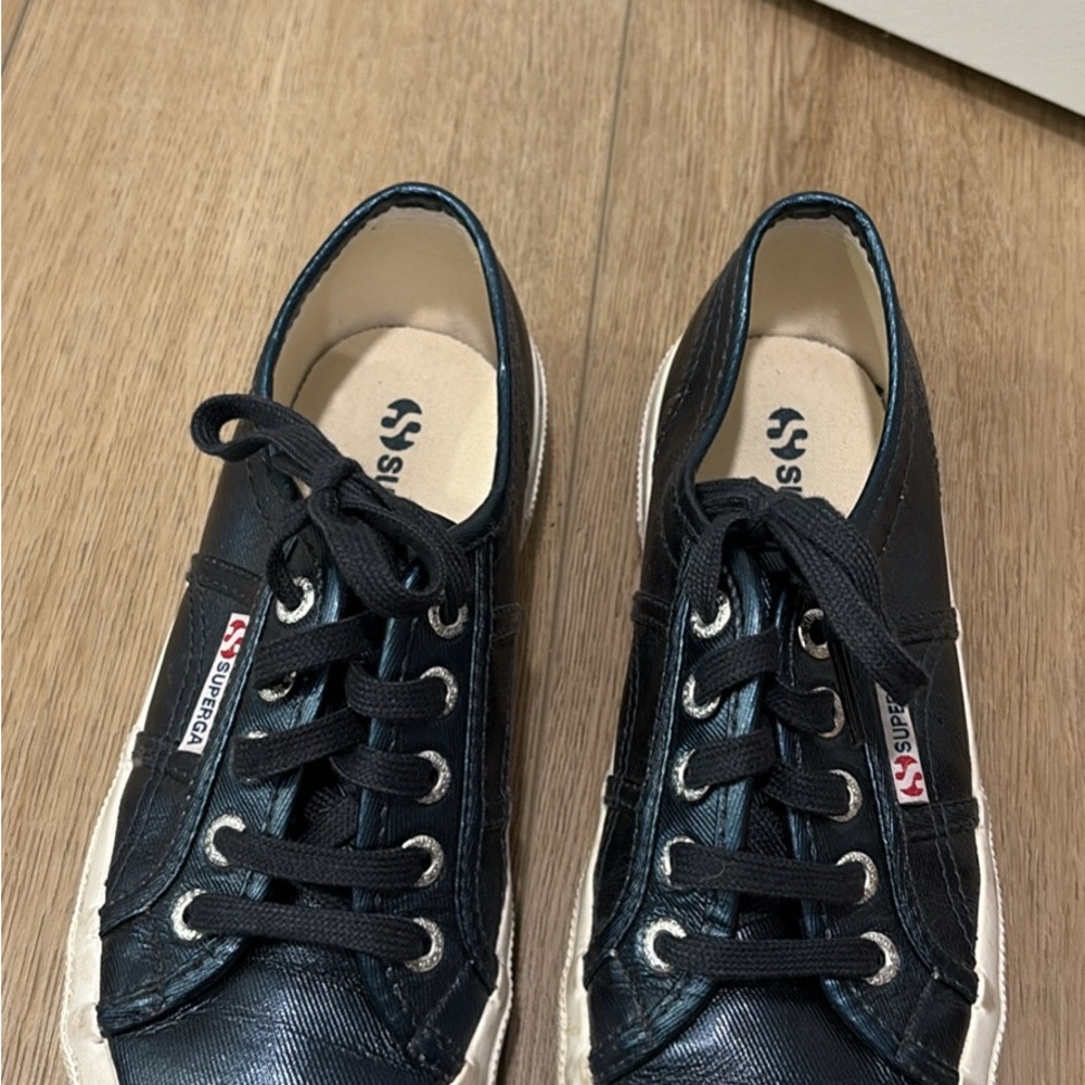 Superga metallic blue fashion sneakers